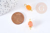 Pendentif connecteur agate naturelle teintée orange fer doré 17mm,pendentif pierre naturelle, x1 (G8642)