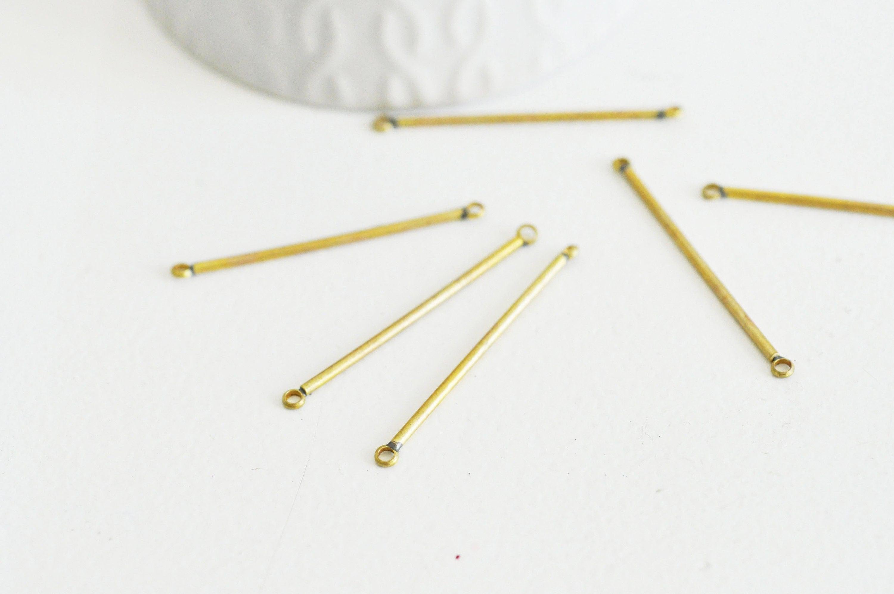Pendentif connecteur barre ronde laiton brut sans nickel,barre laiton,pendentif barre,40mm, X10 (G4877)