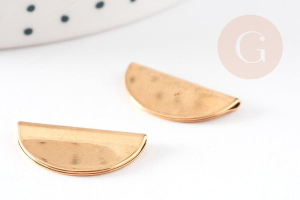 Pendentif connecteur demi-cercle doré 16K, connecteurs laiton, apprêt création bijoux,apprêts dorés,20mm, x5 G2653