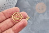 Pendentif connecteur fleur de lotus acier 201 inoxydable doré 17.5mm, création bijoux acier, x1 (G6025)