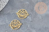 Pendentif connecteur fleur de lotus acier 201 inoxydable doré 17.5mm, création bijoux acier, x1 (G6025)