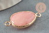 Pendentif connecteur jade naturel teinté rose laiton doré 27.5mm, x1 (G6407)