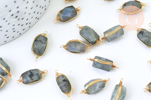 Pendentif connecteur labradorite naturelle 32mm,creation bijou,pendentif bijoux en pierre naturelle,bracelet pierre, x1 G5587