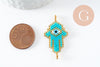 Pendentif connecteur main oeil protecteur rocaille MIYUKI TOHO turquoise or 37mm, x1 (G5725)
