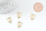 Pendentif connecteur médaille ovale Vierge Marie or 18K 17mm, pendentif 3 anneaux notre dame madonne, x5 (G10042)