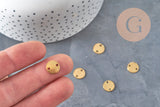 Pendentif connecteur médaille ronde acier 304 inoxydable doré IP 10mm, x5 (G11286)