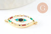 Pendentif connecteur oeil cristal zircon coloré,pendentif en laiton doré porte-bonheur contre mauvais oeil ,x 1 (G6395)