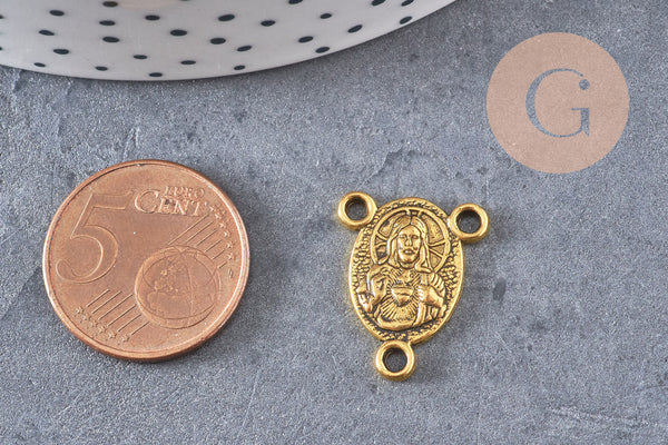 Pendentif connecteur ovale Vierge Marie or,pendentif religion,sans nickel, notre dame, madonne,19mm, x5 (G5295)