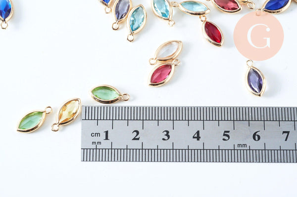 Pendentif connecteur ovale doré cristal 14.5mm,pendentif cristal coloré, x1 (G6391)