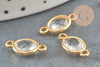 Pendentif connecteur ovale laiton doré Cristal transparent 15mm, x2 (G4095)