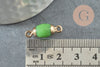 Pendentif connecteur ovale verre vert fer doré 21mm ,création bijou cristal et or x1 G4030