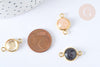 Pendentif connecteur pierres acier inoxydable doré 19mm x1 (G7286)