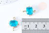 Pendentif connecteur rectangle cristal bleu transparent laiton doré 17.5mm, pendentif création bijoux, x1 (G6723)