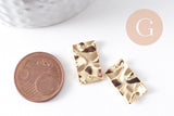 Pendentif connecteur rectangle froissé laiton doré 24K 17mm, x2 (G10383)