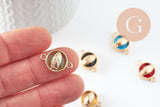 Pendentif connecteur rond Vierge Marie laiton doré 19.5mm, x1 (G5260)