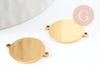 Pendentif connecteur rond acier 304 inoxydable doré motif pointillé 19mm, x1 (G10184)