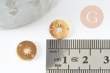 Pendentif connecteur rond acier 304 inoxydable doré soleil évidé 10mm, x1 (G9982)