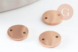 Pendentif connecteur rond acier 304 inoxydable or rose PVD 7mm, x1 (G9584)
