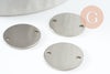 Pendentif connecteur rond acier platine 304 inoxydable 16mm, création bijoux acier inoxydable x5 G9583