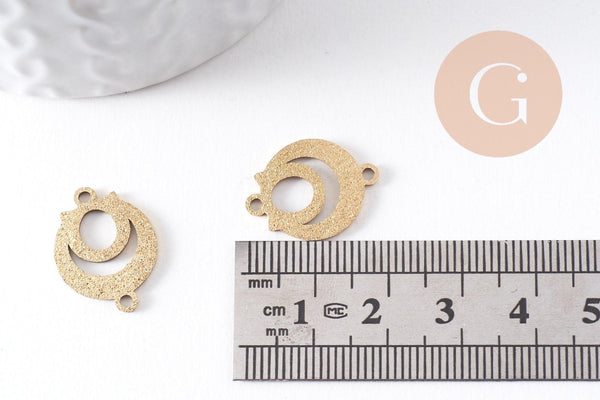 Pendentif connecteur rond en acier 201 inoxydable doré 19mm, x2 (G10380)
