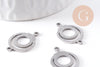 Pendentif connecteur rond en acier 201 inoxydable platine 19mm, x2 (G10379)