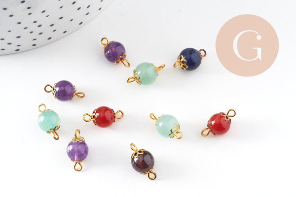 Pendentif connecteur rond pendentif création bijoux pierre naturelle,16mm,x 10 (G4503)