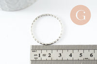 Pendentif connecteur rond zamac argenté strié 30mm, x5 (G9912)