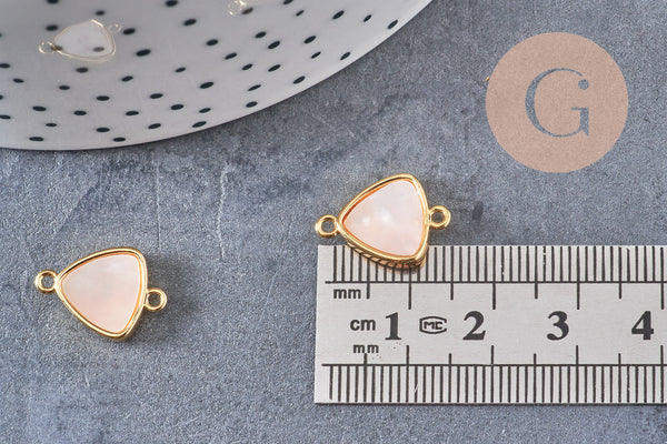 Pendentif connecteur triangle nacre or blanc naturel 19mm, coquille blanche, bijou en nacre, x1 (G5984)