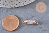 Pendentif connecteur tube cristal de roche naturel fer doré 20mm, pierr naturel, x1 (G0595)