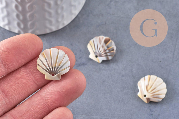 Pendentif coquillage acétate blanc crème 18.5mm, x1 (G10406)