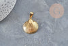 Pendentif coquillage acier 304 doré inoxydable 27mm, pendentif bijoux création sans nickel, x1 (G3280)