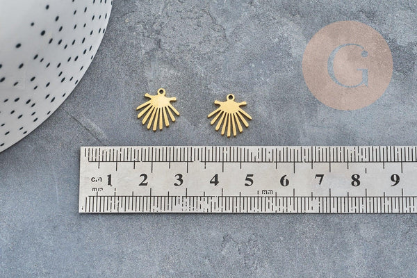 Pendentif coquillage acier doré inoxydable 13mm, un bijou en acier hypoallergénique sans libération de nickel, x1 (G6162)