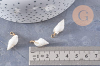 Pendentif coquillage blanc zamac doré 25mm, x2 (G10079)