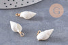 Pendentif coquillage blanc zamac doré 25mm, x2 (G10079)