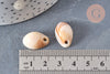 Pendentif coquillage cauri acrylique beige marbré 19mm, x10 (G5404)
