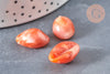 Pendentif coquillage cauri acrylique orange marbré 19mm, x10 (G1232)