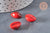 Pendentif coquillage cauri acrylique rouge marbré 19mm, x10 (G1718)
