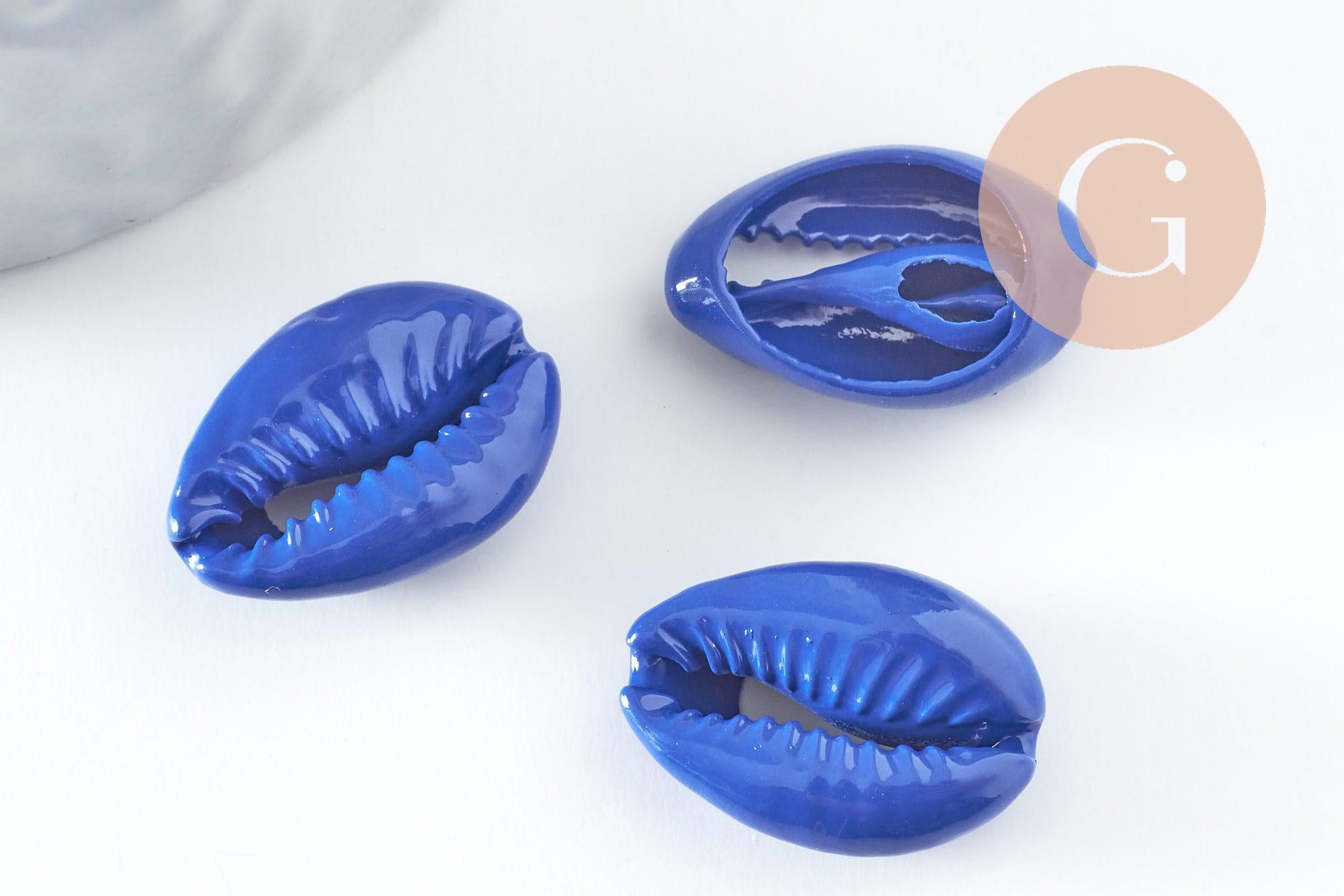 Pendentif coquillage cauri bleu,coquillage naturel,cauri bleu,15mm, x5 (G0366)