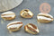 Pendentif coquillage cauri naturel doré resine blanche 19mm,création bijoux coquillage x5 (G0369)