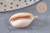 Pendentif coquillage cauri ouvert naturel doré, coquillage Conch bijou naturel, 23mm, x1 , G2296