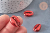Pendentif coquillage cauri rouge, coquillage naturel,cauri métallisé,coquillage bijou,20mm, x5 (G0783)