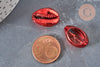 Pendentif coquillage cauri rouge, coquillage naturel,cauri métallisé,coquillage bijou,20mm, x5 (G0783)