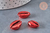 Pendentif coquillage cauri rouge, coquillage naturel,cauri métallisé,coquillage bijou,20mm, x5 (G0783)