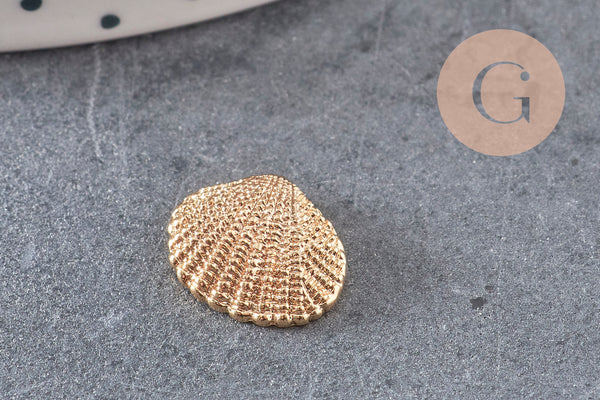 Pendentif coquillage doré 14K 13mm, coquillage doré,dorure 14carats,coquillage or, x 2 (G0664)