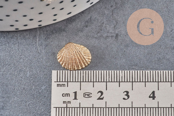 Pendentif coquillage doré 14K 13mm, coquillage doré,dorure 14carats,coquillage or, x 2 (G0664)