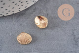 Pendentif coquillage doré 14K 13mm, x2 (G0664)