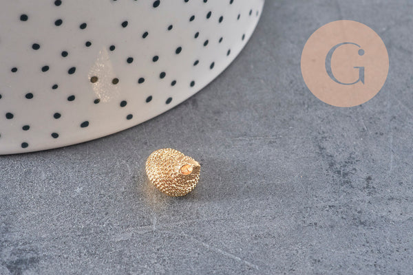 Pendentif coquillage doré 14K, coquillage or,création bijoux,14mm, x2 (G1984)