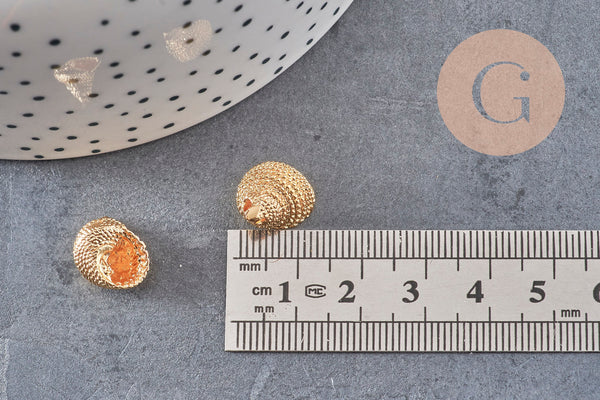 Pendentif coquillage doré 14K, coquillage or,création bijoux,14mm, x2 (G1984)