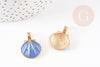 Pendentif coquillage doré bleu 24.5mm, pendentif coquillage pour création bijoux x 2 (G5793)