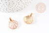 Pendentif coquillage doré rose 24.5mm, pendentif coquillage pour création bijoux x2 (G5794)